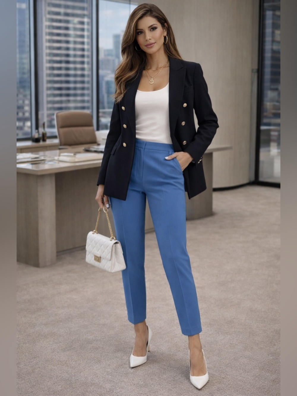 BOSS Hugo Boss Blue Tailored Slim Ankle Pants Women’s US 10